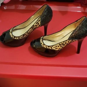 Marc Fisher Black and cheetah heels